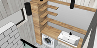Design BF - návrh interiéru - moderní obytná maringotka - koupelna s pračkou